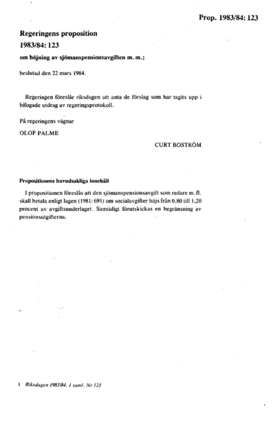 Omslaget till prop. 1983/84:123