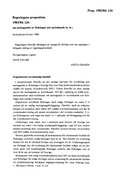 Omslaget till prop. 1983/84:124