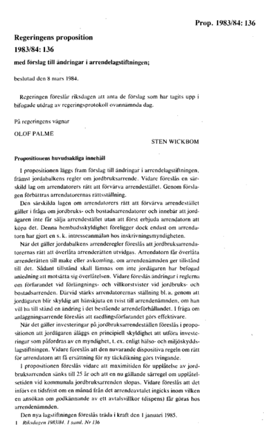 Omslaget till prop. 1983/84:136