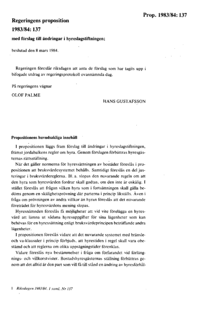Omslaget till prop. 1983/84:137