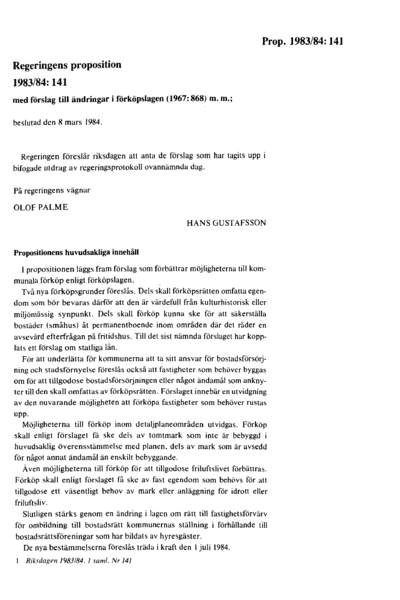 Omslaget till prop. 1983/84:141