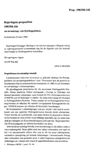 Omslaget till prop. 1983/84:144