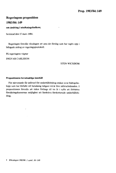 Omslaget till prop. 1983/84:149
