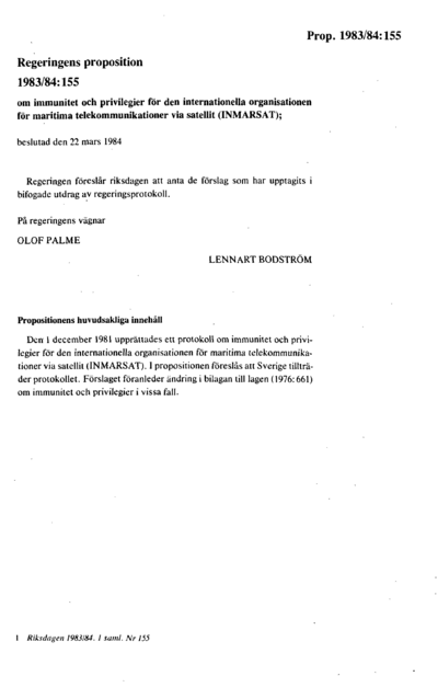 Omslaget till prop. 1983/84:155