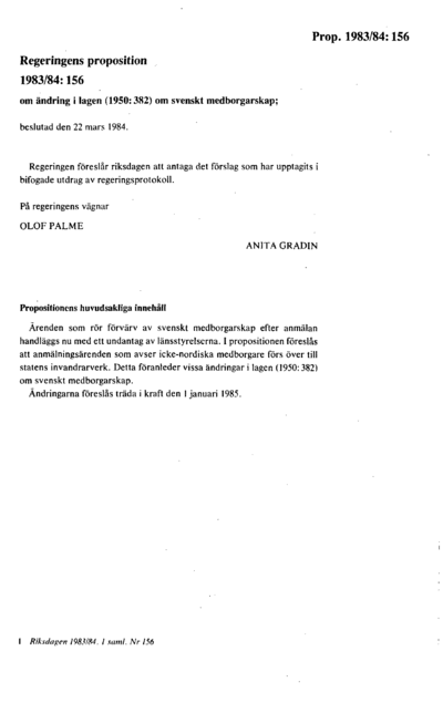 Omslaget till prop. 1983/84:156