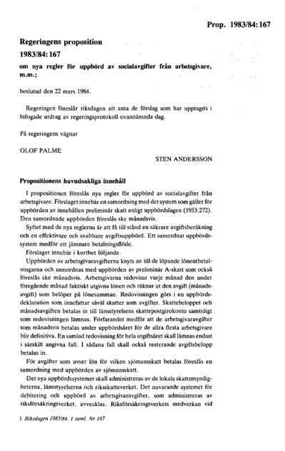Omslaget till prop. 1983/84:167