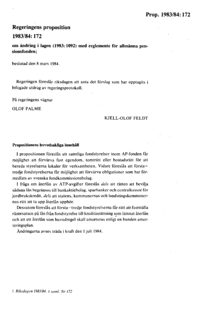 Omslaget till prop. 1983/84:172