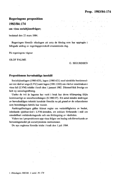 Omslaget till prop. 1983/84:174