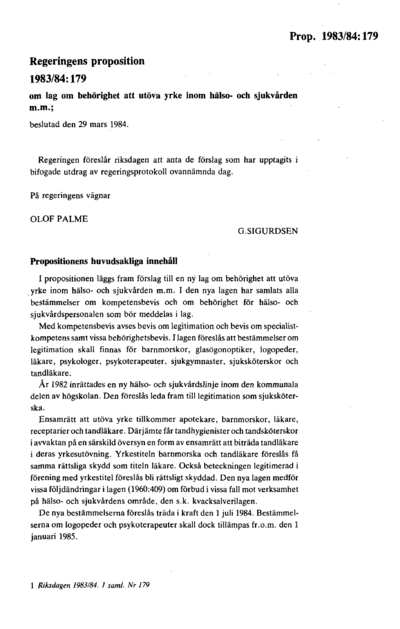 Omslaget till prop. 1983/84:179