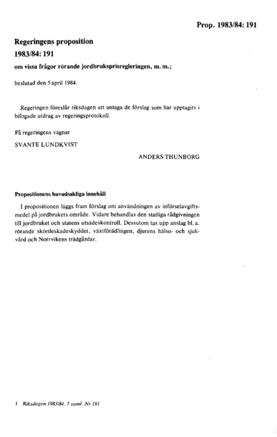 Omslaget till prop. 1983/84:191