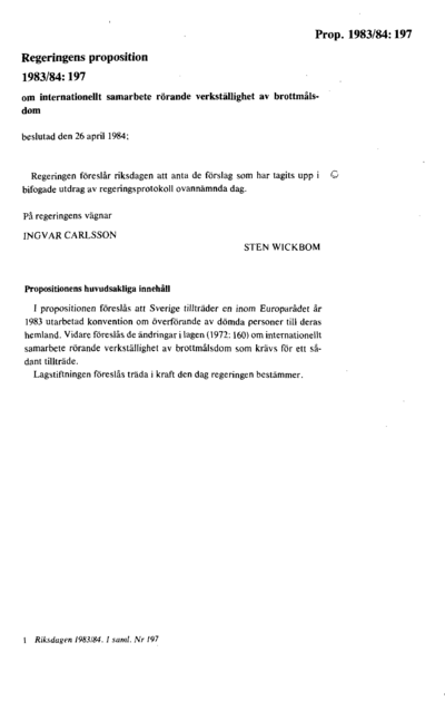 Omslaget till prop. 1983/84:197