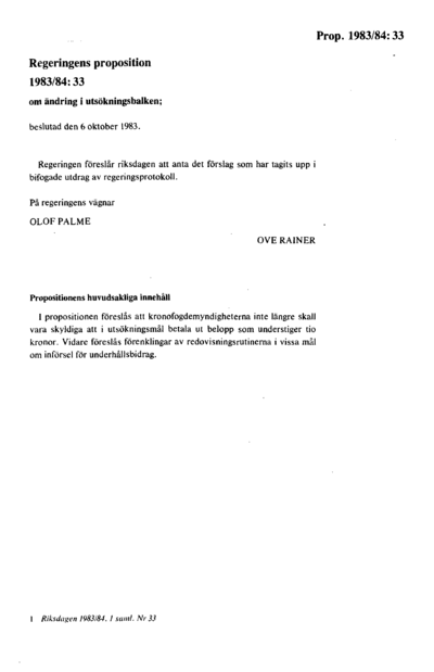 Omslaget till prop. 1983/84:33