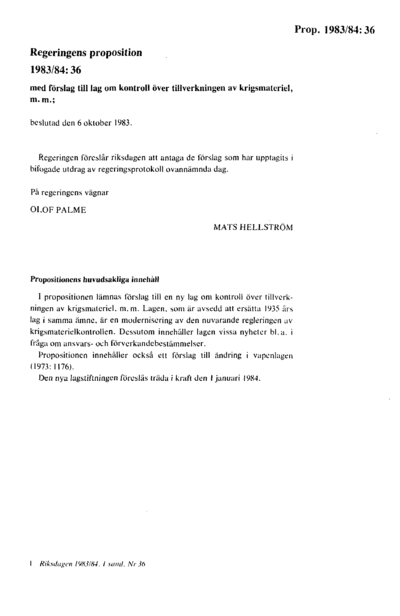 Omslaget till prop. 1983/84:36