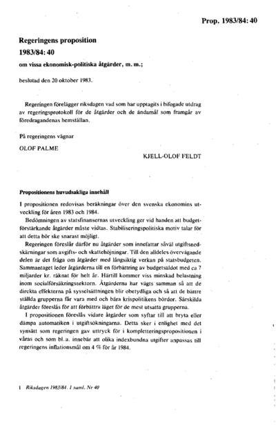 Omslaget till prop. 1983/84:40