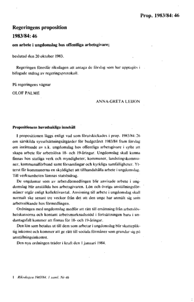 Omslaget till prop. 1983/84:46
