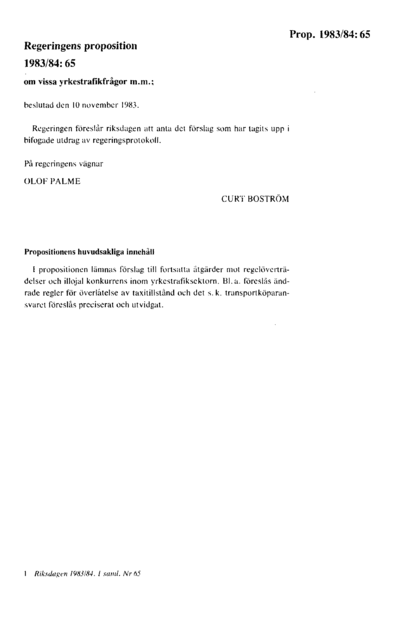 Omslaget till prop. 1983/84:65