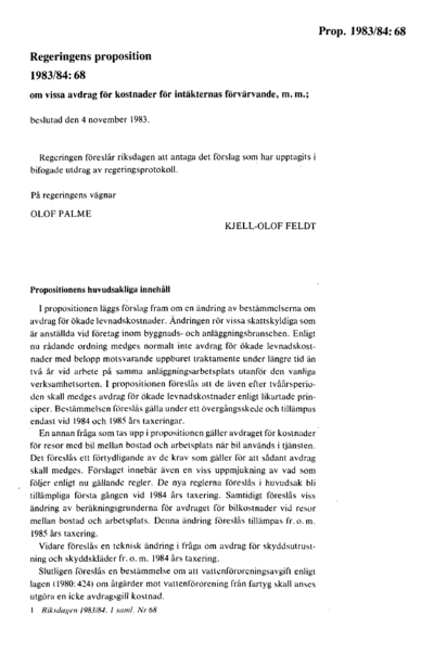 Omslaget till prop. 1983/84:68