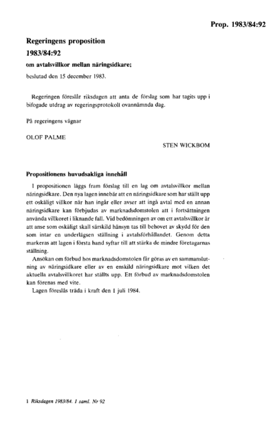 Omslaget till prop. 1983/84:92