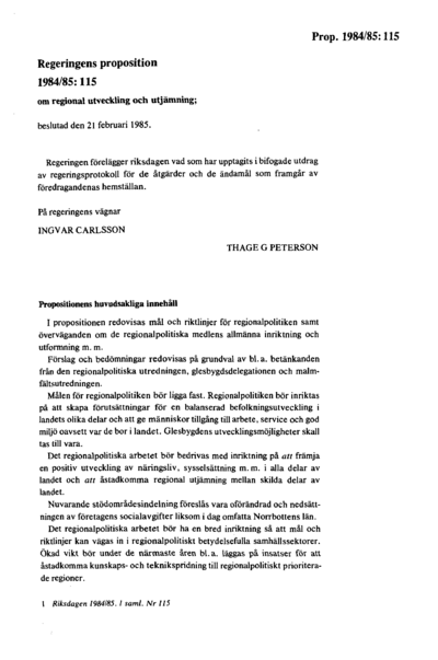Omslaget till prop. 1984/85:115