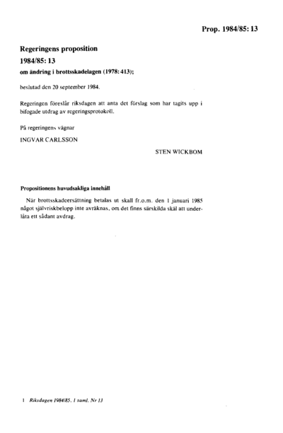 Omslaget till prop. 1984/85:13