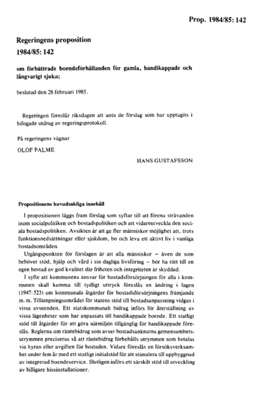 Omslaget till prop. 1984/85:142