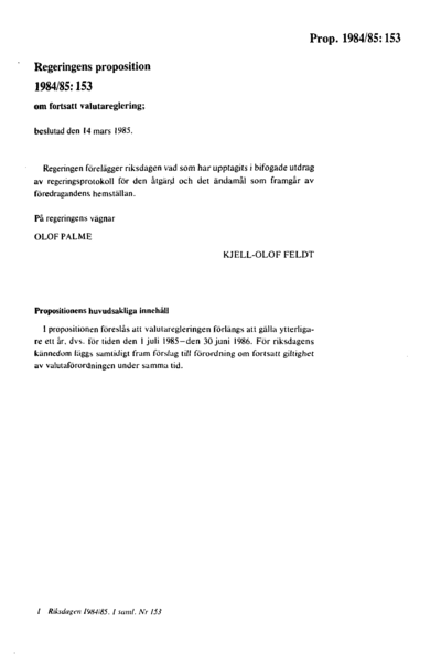 Omslaget till prop. 1984/85:153