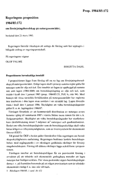 Omslaget till prop. 1984/85:172