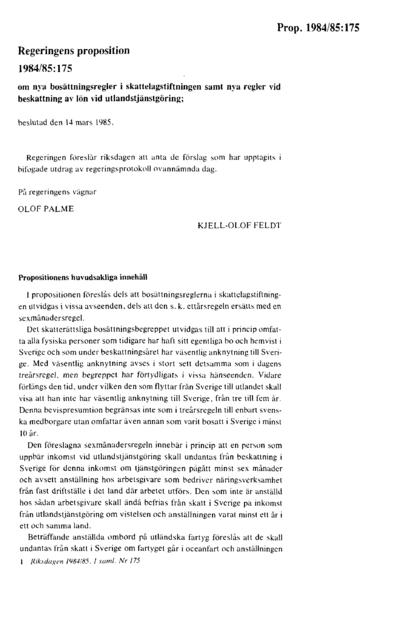 Omslaget till prop. 1984/85:175