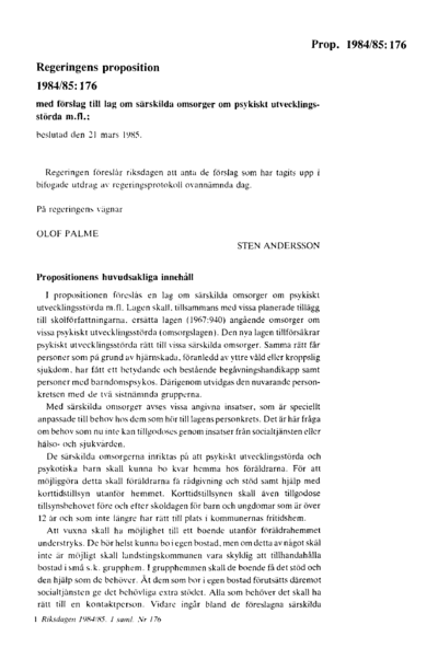 Omslaget till prop. 1984/85:176