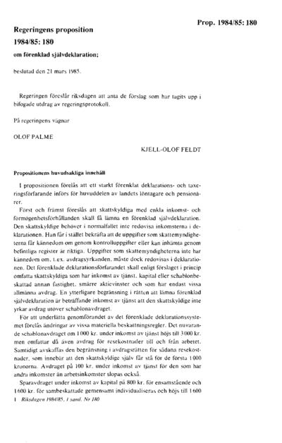 Omslaget till prop. 1984/85:180