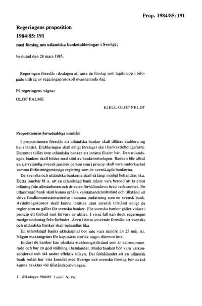 Omslaget till prop. 1984/85:191
