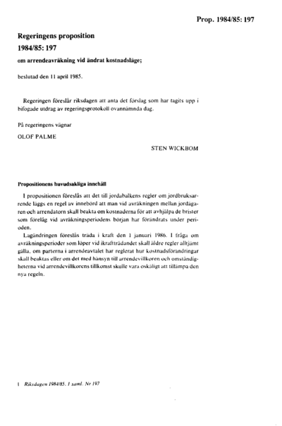 Omslaget till prop. 1984/85:197