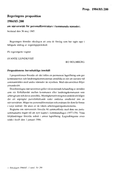 Omslaget till prop. 1984/85:200