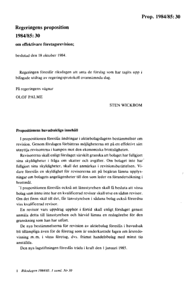 Omslaget till prop. 1984/85:30