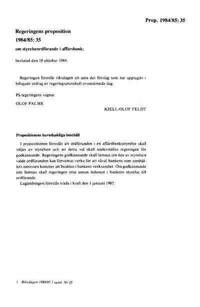 Omslaget till prop. 1984/85:35