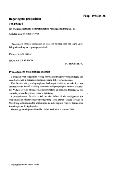 Omslaget till prop. 1984/85:36