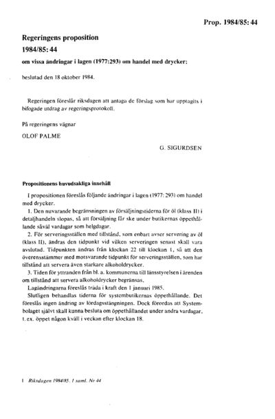 Omslaget till prop. 1984/85:44