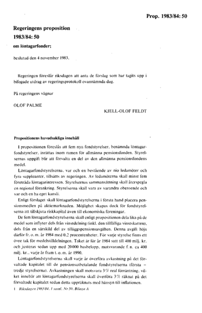 Omslaget till prop. 1984/85:50