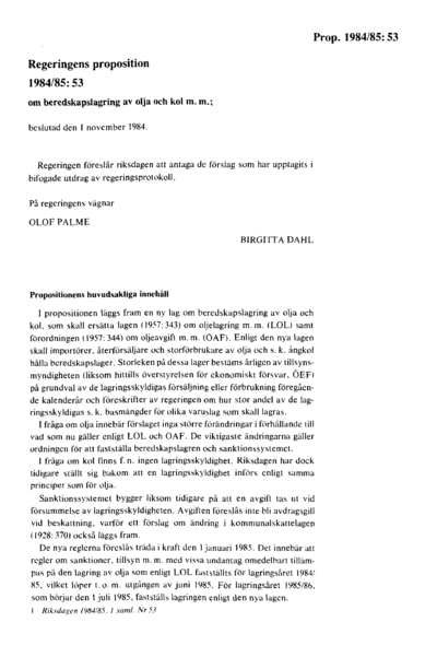 Omslaget till prop. 1984/85:53