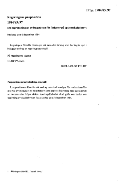 Omslaget till prop. 1984/85:97