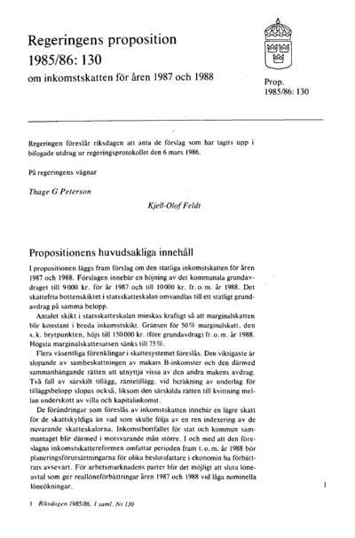 Omslaget till prop. 1985/86:130