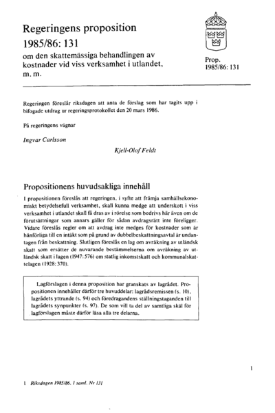 Omslaget till prop. 1985/86:131