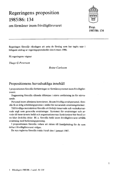 Omslaget till prop. 1985/86:134
