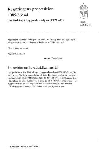 Omslaget till prop. 1985/86:44