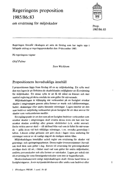 Omslaget till prop. 1985/86:83