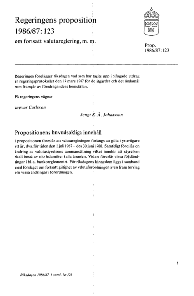 Omslaget till prop. 1986/87:123