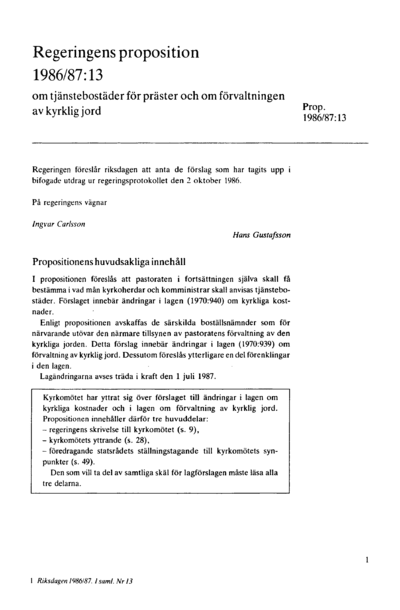 Omslaget till prop. 1986/87:13