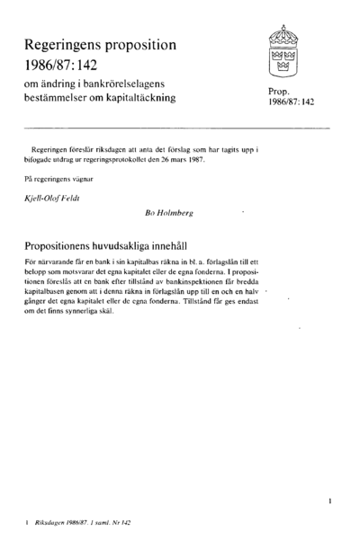 Omslaget till prop. 1986/87:142
