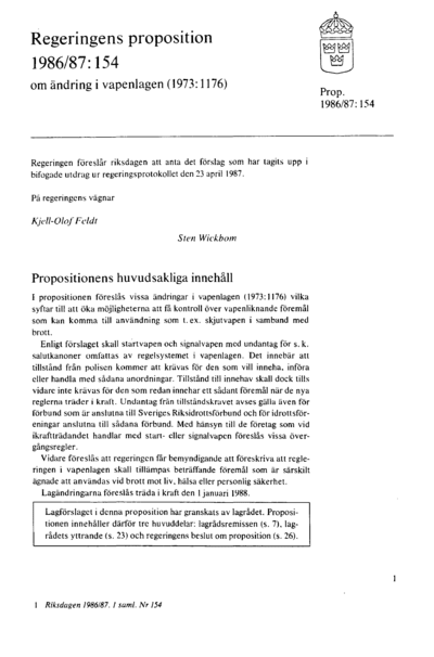 Omslaget till prop. 1986/87:154