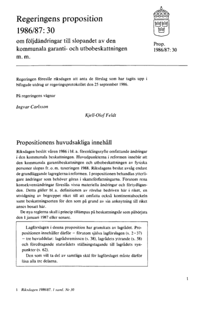 Omslaget till prop. 1986/87:30